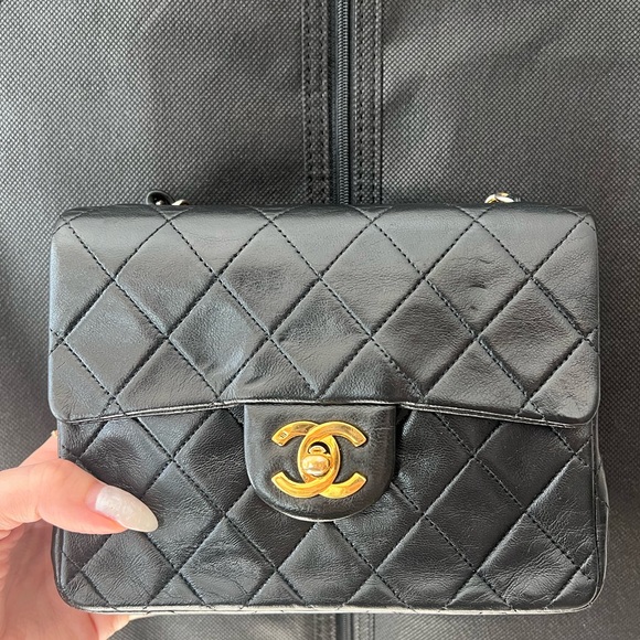 Vintage Classic Chanel Mini Square Flap Black with Gold Hardware - Picture 15 of 17